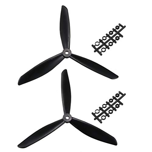 uxcell RC Propellers 3-Vane Nylon with Adapter Rings 8045 8x4.5 Inch Multi-Rotor for RC Aircraft, Black 1 Pair