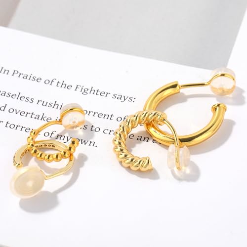 Boucles d'oreilles créoles à clip sans perçage : le confort invisible plaqué or pour femme - 7