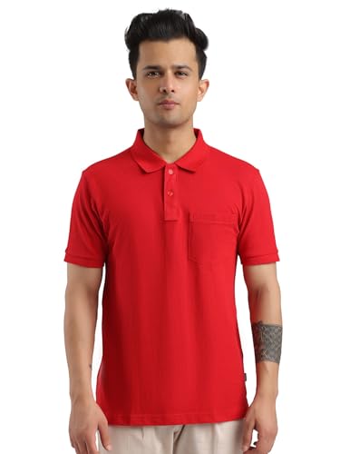 Image of Rupa Bumchums Men Super Combed Cotton Solid Half Sleeve Club Collar Polo Regular Fit T-Shirt with Chest Pocket