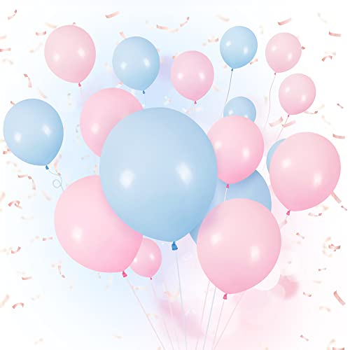 Image of CANREVEL Gender Reveal Pink and Blue Balloons 120 pcs Macaron Blue Pink Latex Balloons Garland Arch kit for Baby Shower Birthday Bridal Shower Wedding Anniversary Party Decorations