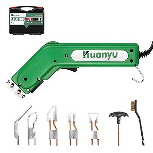 Huanyu Electric Hot Knife Rope Cutter Fabric Cutting Tool Kit 4 Blades Pro Fabric Cutting 600° C Heat Cutter 100W Heat Sealer for Sponge Cloth Board Webbing Continuous Working
