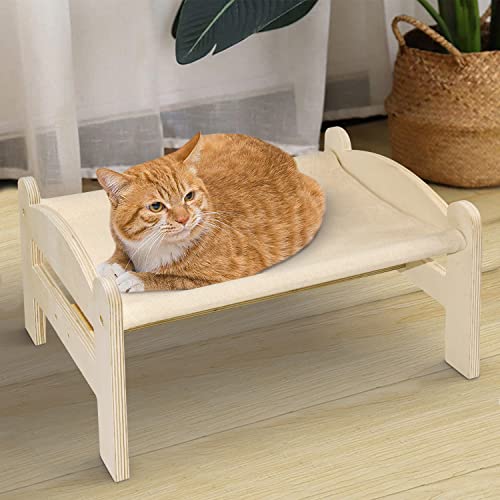 Cat Furniture Cat Bed Cat Hammock,Wooden Elevated Cat Bed Free-Standing For Indoor Cats,Cat Couch Pet Supplies,Washable And Breathable Kitty Hammock Bed,Gift For Your Small To Medium Size Cat #TOP3