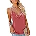 DOBEI Sexy Canotta Donna Spaghetti V-Collo Profondo Pizzo Camicia Maglietta Tank Top Blusa Senza Maniche Spalle Scoperte Donna Camisole Gilet Camicetta Tinta Unita Elegante Estive Crop Tops T-Shirts