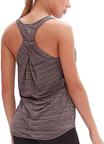 icyzone Damska koszulka sportowa typu tank top, lekka koszulka do jogi, joggingu, fitnessu, bez rękawów, luźny top