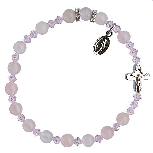 Preisvergleich Produktbild Echte Rosenquarz Rosenkranz Armband 6mm