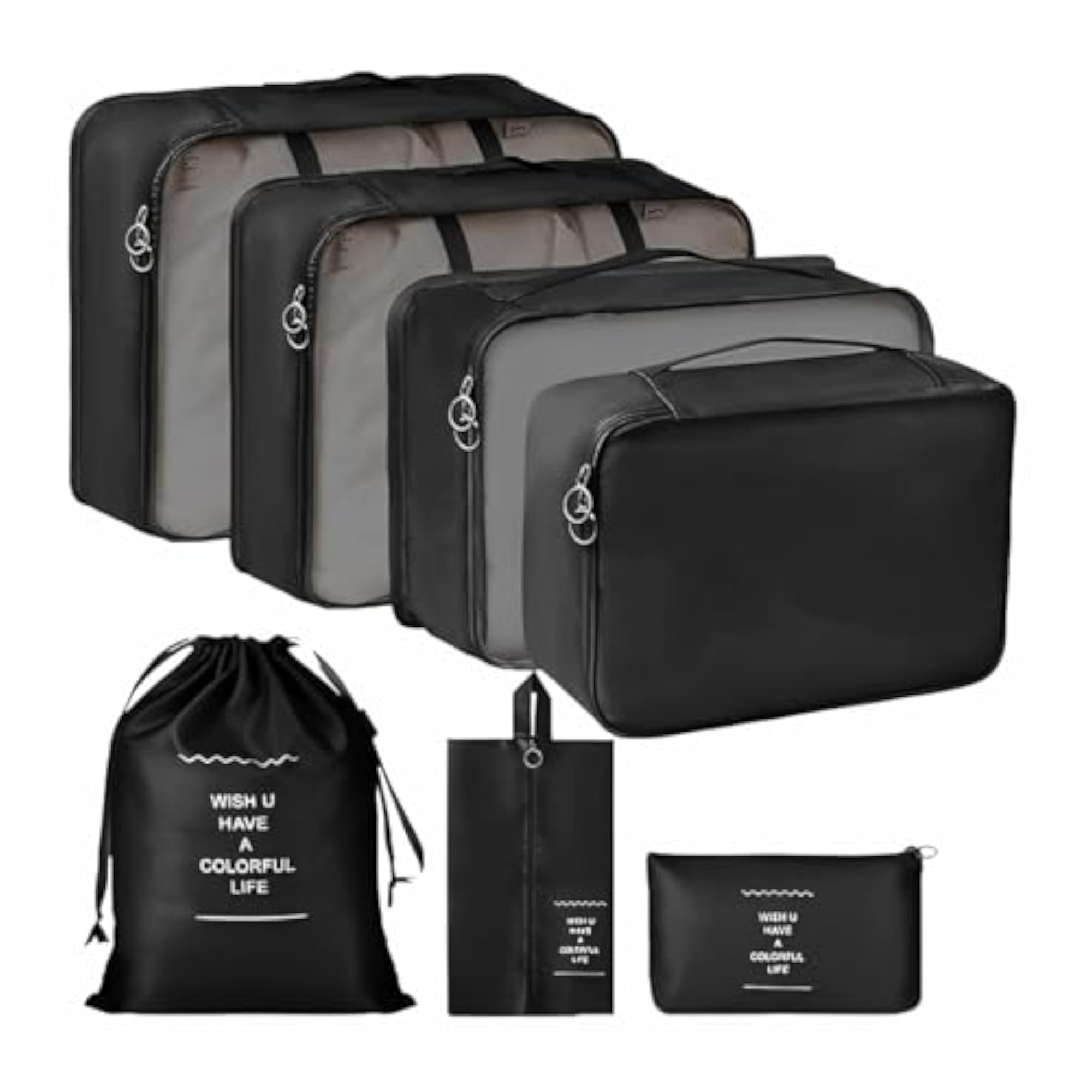 7 Pieces Travel Organizer Pouches, Packing Cubes for Luggage