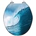 Round Toilet Seat wave ocean for surfing Resin Toilet Seat Quietly Slow Close with Quick-Release Hinges Toilet Seat with Cover Easy to Clean Install