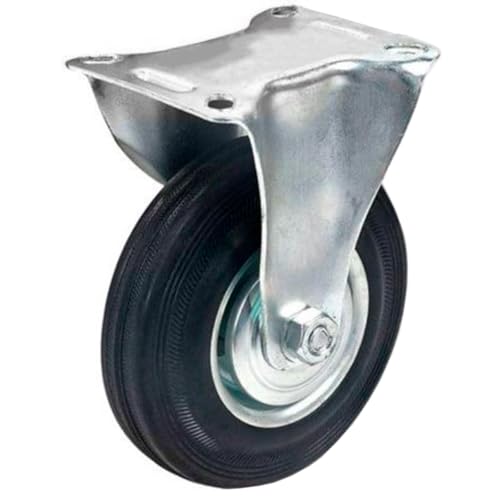 Tradineur - Rueda fija para muebles, goma y hierro, incluye placa de montaje, rueda de transporte para cargas pesadas, industrial, peso máx. 50 kg, Ø 75 mm