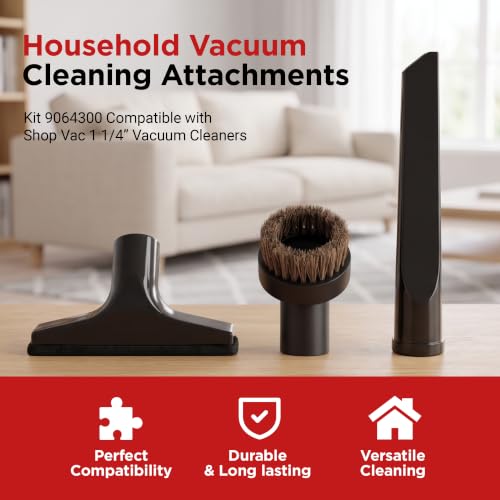 Image of MP Maresh Products Household Cleaning Attachments Kit 9064300 Compatible with Shop Vac 1 1 /4 inch Vacuum Cleaners Dust Brush Crevice Tool and Upholstery Nozzle (Household Cleaning Kit)