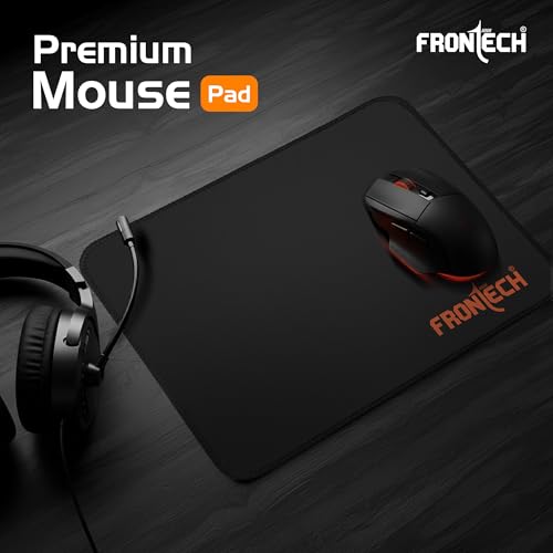 Image of FRONTECH Premium Computer Mouse Pad - 260mm x 210mm x 3mm | Anti-Slip Rubber Base | Water-Resistant | Micro-Textured Surface with Stitched Edges (MSP-0061 ORG)