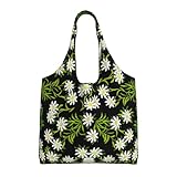 Edelweiss alpino suizo floral,Bolsas de mano reutilizables, bolsas de supermercado, bolso de hombro de lona de gran capacidad