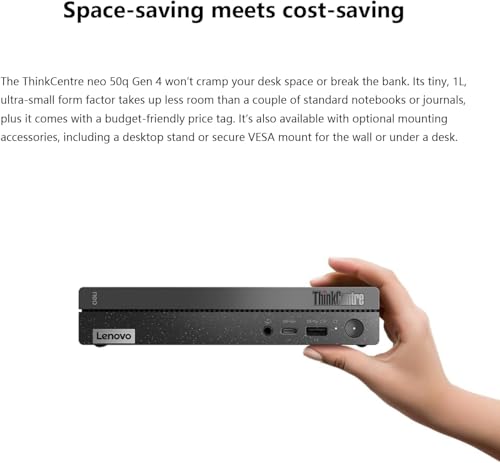 Image of Lenovo ThinkCentre Neo 50q Gen4 1L Mini PC | Intel 12th Gen CPU (6Cores, Up to 4.4GHz) | 32GB RAM, 1TB SSD | Windows 11 | WiFi 6, RJ45 | UHD Graphics | Dual 4K Display Support