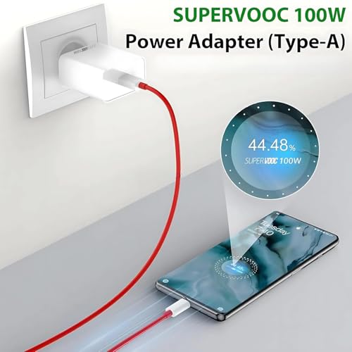 Image of 100W SuperVOOC Fast Charger with Type-C Cable | Original QC 3.0 Charging Adapter Compatible with OnePlus, Realme, Xiaomi, Poco, iQOO | Supports Warp, Dash, VOOC | 6 Months Warranty