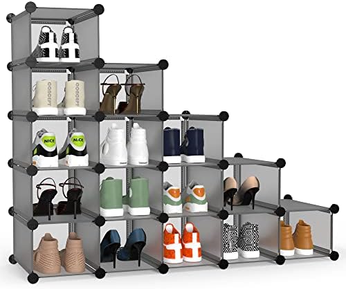 Oypla Interlocking 16 Compartment Shoe Organiser Storage Cube Rack ...