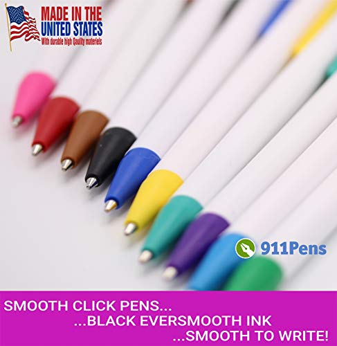 Usa Made, Personalized Writing Ink Ballpoint Novelty Pens, Custom Printed With Your Logo & Text (Pack Of 50 White Pens With Black Trim) #TOP3