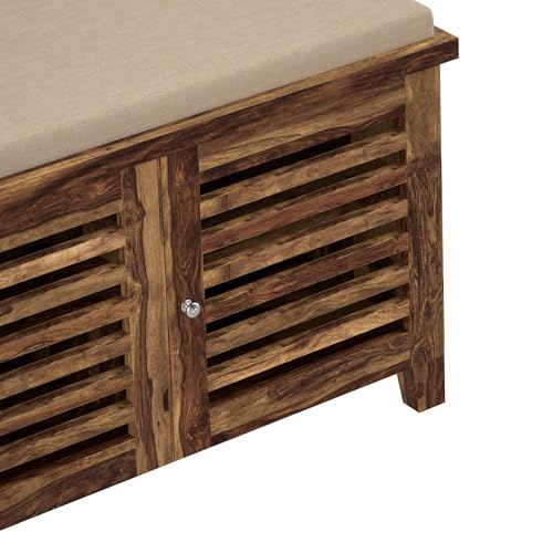 Image of Amazon Brand - Solimo Wigan Solid Sheesham Wood Shoe Rack (Natural Finish, 4 Shelves, 3 Doors)