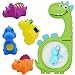 Giochi Bagnetto - Bagno aspirazioni Coppa Pallacanestro Toy Set 2-in-1 Giochi di Tiro e di Pesca Giochi Bagnetto con 4 Animali e 1 Rete da Pesca, Doccia Regalo per Bambini