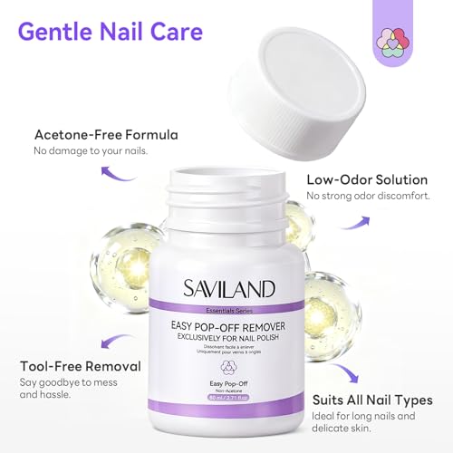 Image of SAVILAND Essentials Nail Polish Remover: Non Acetone Nail Polish Remover Pot Quick & Easy Pop-Off Exclusively for Regular Nail Polish Gentle Removal Beginner-Friendly Nail Care Tool 80 ML