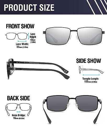 Image of DUCO Retro Rectangular Polarized Sunglasses for Men Trendy Carbon Fiber Shades