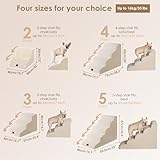 EHEYCIGA Hundetreppe für Kleine Hunde 50 cm Hoch, Haustiertreppe für Sofa Bett, Treppe für Hunde aus Hochdichtem Schwamm, Hunderampe mit Waschbarem Bezug und Rutschfestem Boden, 4 Stufen, Beige