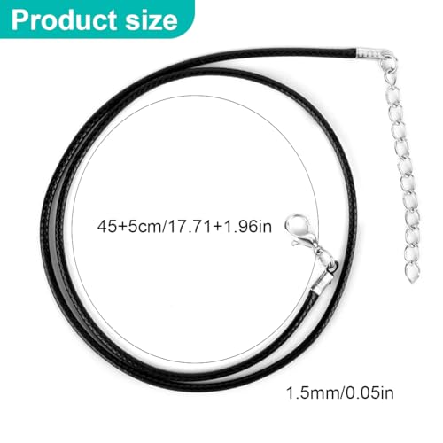 VAEIORP 25 pcs Lederkordelkette schwarz mit Karabinerverschluss und verstellbarer Edelstahlkette