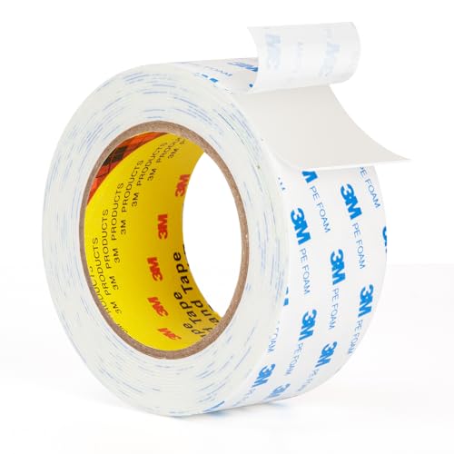 3M 1600T Double Sided Tape, 2 in x 18 ft White PE Foam Tape
