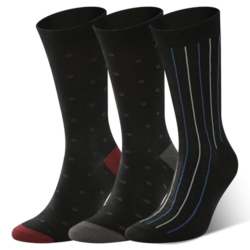 Image of BAMBOO COOL Men's Crew Socks Bamboo Viscose Breathable Rib Dress Socks For Men, Casual Lightweight Comfort 6 Pack