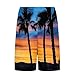 Mens Beach Casual Trousers Pants Shorts for Man Print Hawaiian Pleated Tropical Straight Leg Elastic Waist Summer Fall Shorts 2026 Clothing Fashion XXL