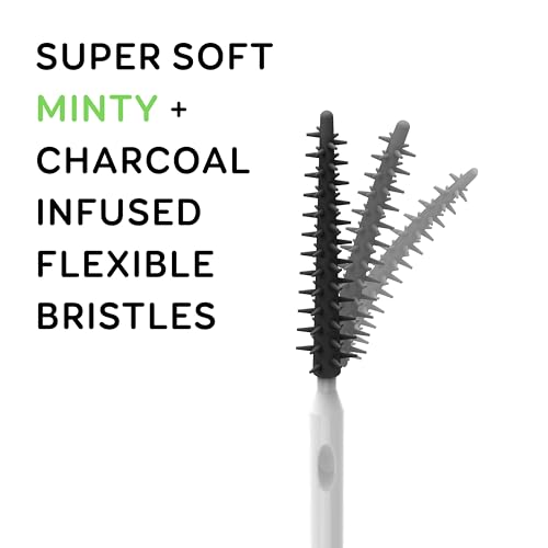 Grin Charcoal Infused Softstx, Gentle Dental Picks, 90 Count, Soft Flexible Bristles, Textured Plaque Removing Toothpick, Minty Flavor, for Between Teeth, Refillable Hygienic Case - Thumbnail 3