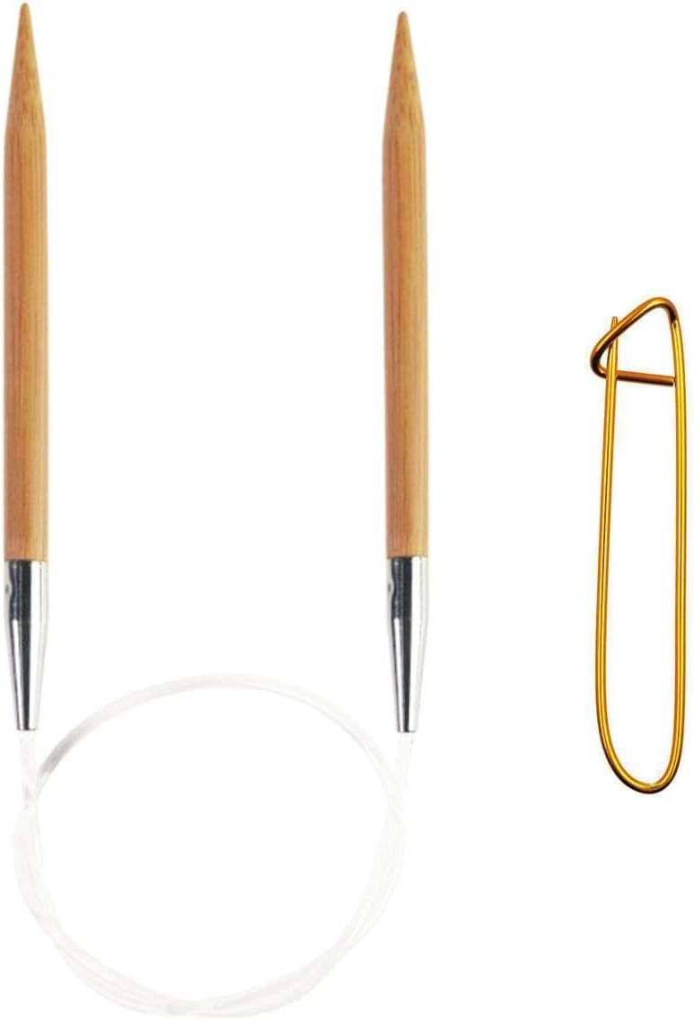 Wooden Large 24 inch (61cm) Circular Knitting Needles US Size 50 (25mm) 2024-50 with Stitch Holder