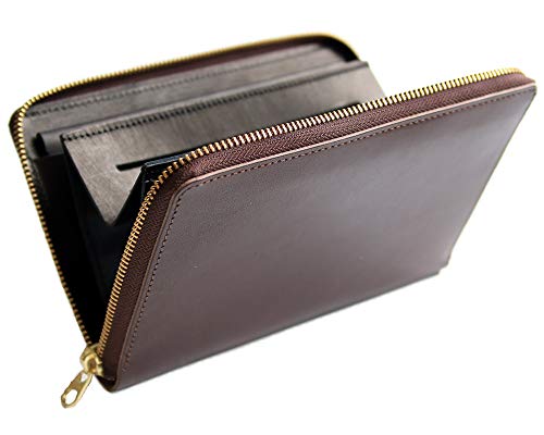 大人の 本革 通帳ケース 通帳入れ 栃木レザー スキミング防止 RFID 大容量 メンズ レディース レザー パスポートケース 母子手帳 カード収納 (D.Brown)