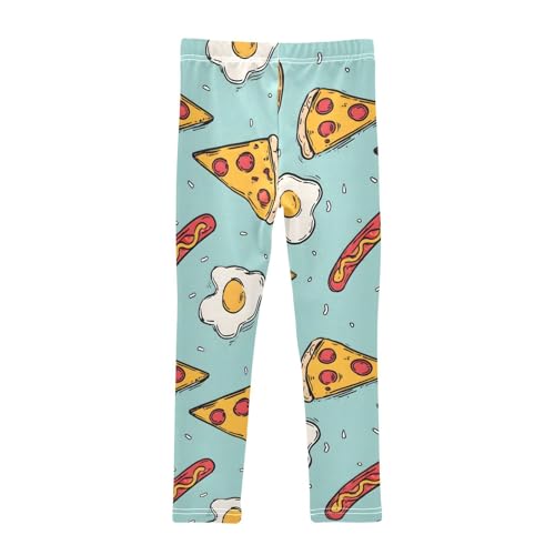 Pizza Hot Dog Egg Girls Leggings Soft Stretch Workout Yoga Dance Pants for Kids Casual Tights2