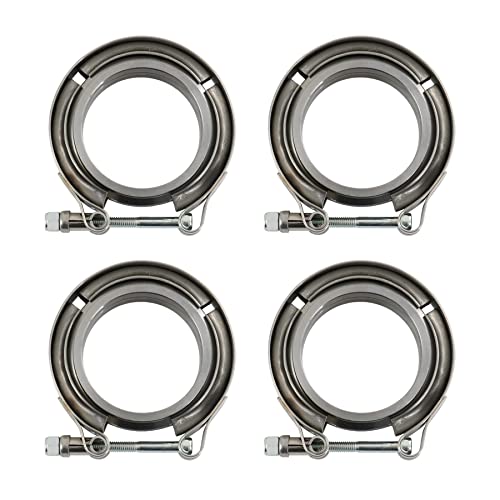 JDMSPEED New Stainless Steel 2.5 V-Band Flange &amp; Clamp Kit 4 Pcs Replacement For Turbo Exhaust Downpipes (4)