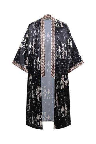 PRODESIGN Mens Satin Kimono Robe - Long Silky Sleepwear Nightgown Egyptian Bathrobe Dressing Gown Cardigan Beach Cover Up2