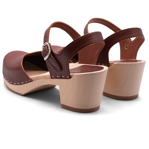 Image of Sandgrens Handmade Swedish Wood Clogs for Women, High Heel Sandal | Victoria