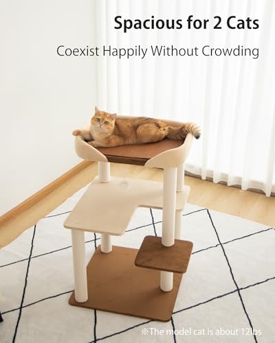 Árbol moderno para gatos grandes, 95 cm alto con rascadores miniatura 2