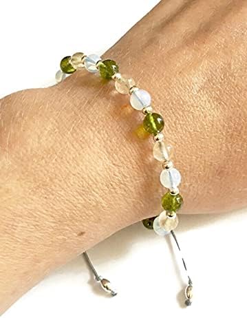 KARMA GEMS Peridot Opalite & Citrine Healing Bracelet -Adjustable