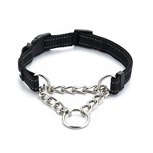 Mogoko Martingale Dog Collars With Buckle， Reflective Pet Training Collar With Metal Chain For Dogs(S Size;Black) #TOP4