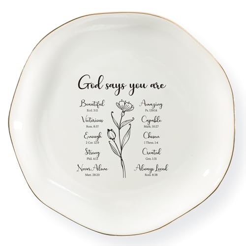 YZMICSTAR Christian Women's Jewelry Dish Tray, 'God Says You Are'