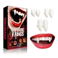 KVOHBED Vampire Teeth Fangs Accessories for Cosplay: Halloween Realistic Resin Fangs for Adults Werewolf Teeths Costume Makeup Accessories for Men & Women Halloween Party (3 Pairs)