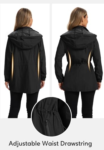 Zando Lightweight Rain Jacket Women Waterproof - Packable Windbreaker Jacket Raincoats for Women with Hood for Travel Outdoor4