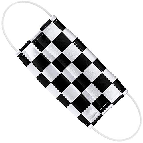 Black And White Checkerboard Pattern 1-Ply Reusable Face Mask Covering with Adjustable Nose Wire, Unisex