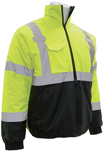 ERB 63949 W105 Aware Wear Class 3 Economy Bomber Jacket, Lime/Black, 3X-Large