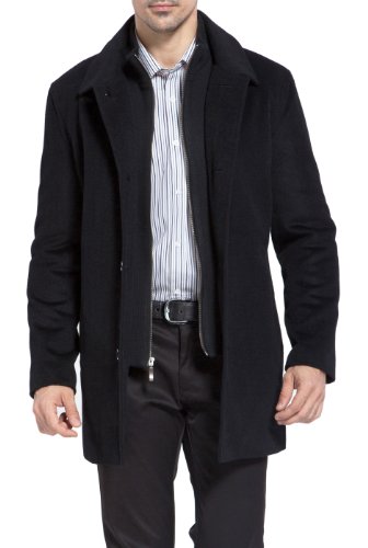 MODERM Men Justin Cashmere Wool Blend Single Breasted Walking Car Coat with Bib (Also available in Big and Tall)3
