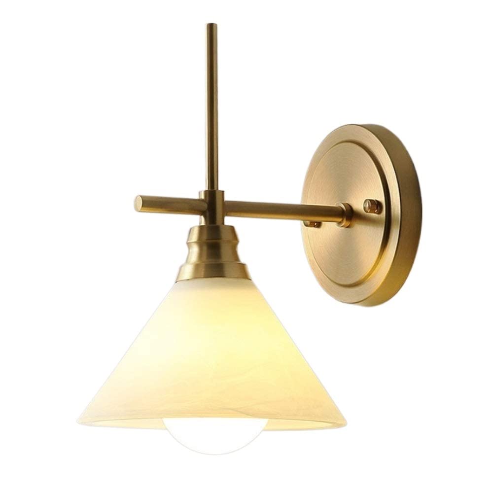 YNIYUJKL Wall Lamp, European Luxury Corridor Aisle Wall Light Personality Easy Installation Bedside Wall Lamp Furniture Decoration Indoor Lighting Wall Sconce Glass Shade Cop