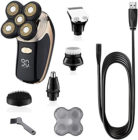 Head Shavers for Bald Men, 5in1 facial body electric shaver grooming kits electric wet and dry razor men beard rotary shaving machine bald rechargeable set