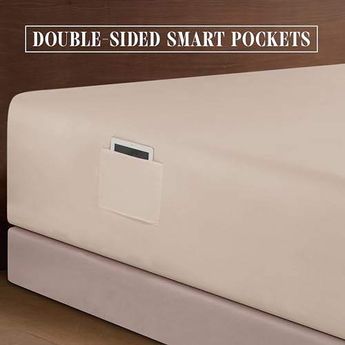 Elegant Comfort Luxury 1500 Premium Hotel Quality Microfiber 4-Piece Sheet Set - Soft, All Around Elastic 18-24 Inches Deep Fitted Sheet - Extra Deep Pocket Sheets, Full, Cream
