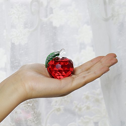 H&D HYALINE & DORA Crystal Apple Paperweight,Art Glass Fruit Collectible Figurines,Gifts for Home Christmas Decor Ornament,Red Apple 40mm - Image 2
