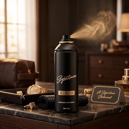 Image of Signature Deodorant Body Spray - Black | Floral Aromatic Long Lasting Fragrance | For Everyday Use | Skin Friendly Deo | For Men | Pack of 1 (200 ML)