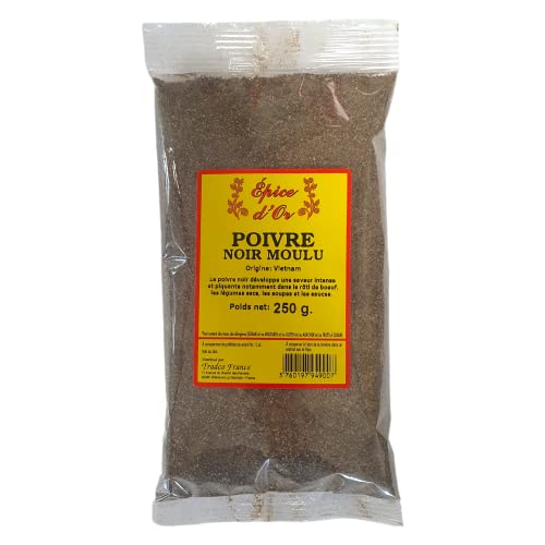 Epice d'or - Poivre Noir Moulu 250g - Epice d'Or, 100% Naturel, Sans Additifs, Sans Arôme Artificiel, Sans Conservateur